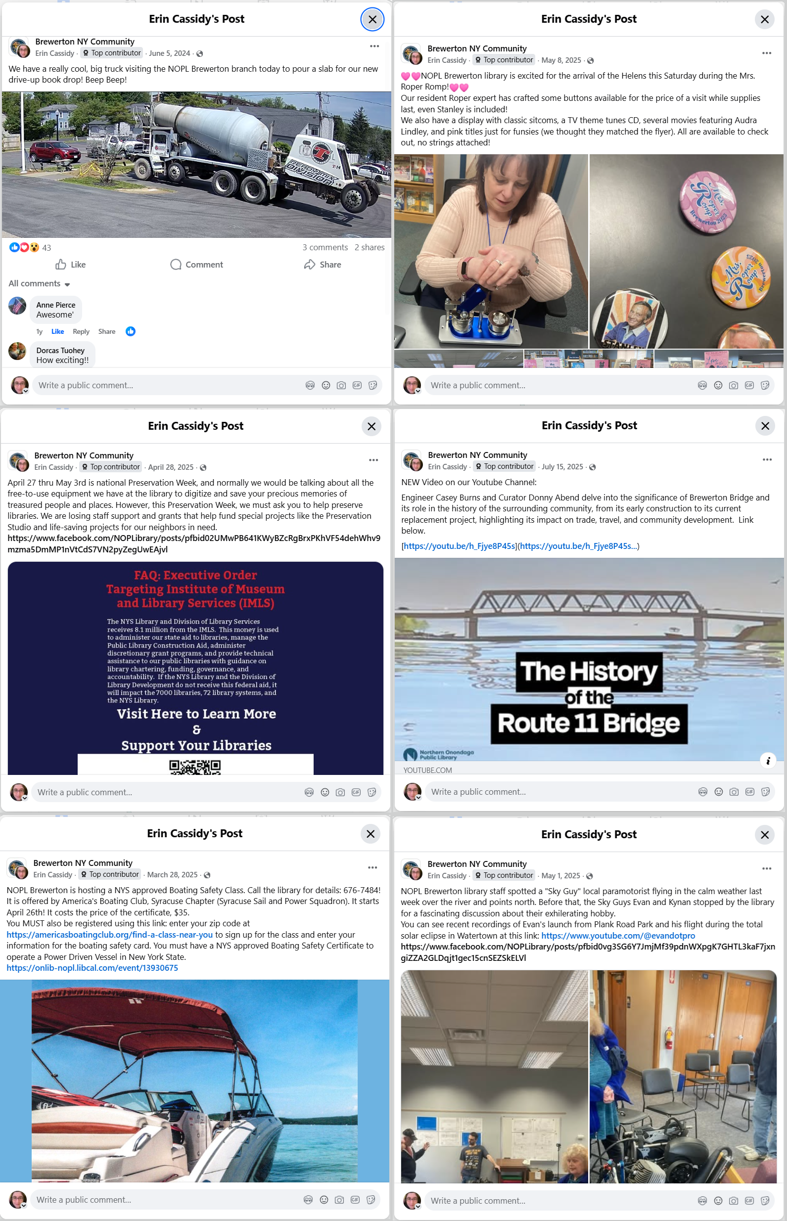 screenshots of 6 Facebook posts
