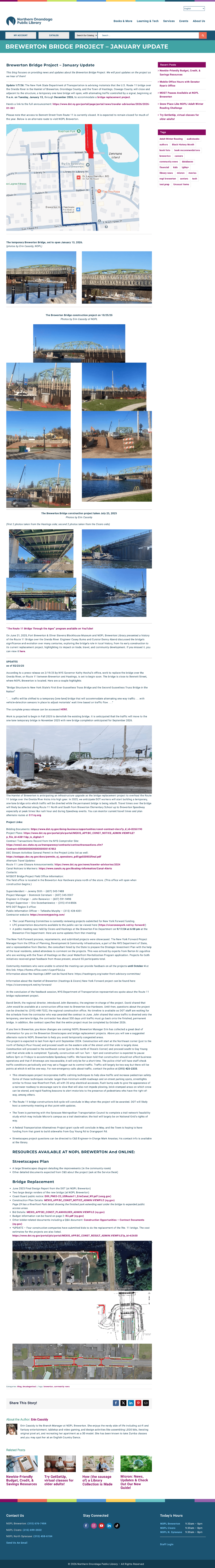 screenshot of Rte 11 bridge replacement blog post